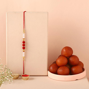 Sneh White Pearl Rakhi & Gulab Jamun