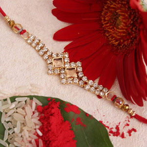 Pretty Stones Golden Rakhi