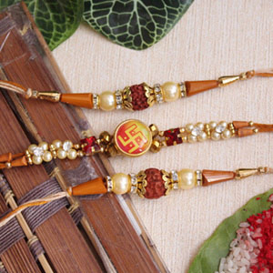 Set of 3 alluring divine Rakhis 