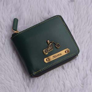Personalized Mens Wallet (Zipper Wallet, Green)
