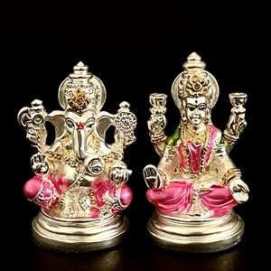 Silver Pair Lakshmi Ganesha