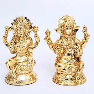 Metallic Lakshmi Ganesha : Rakhi Hampers to UK