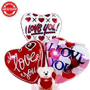 I Love You Teddy Bear & Balloons