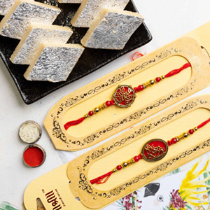 Veera &  Ganesha Set of 2 Rakhis With Kaju Katli