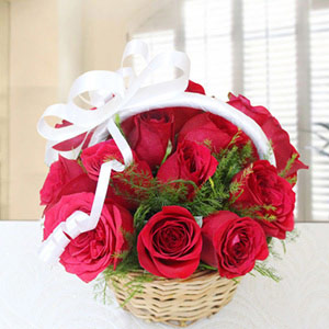 Cute Basket of Red Roses