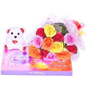 Vibrant Mixed Roses Bouquet - Roses by Numbers