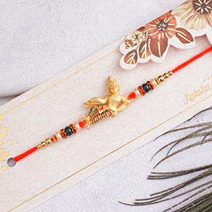 Aesthetic Golden Krishna Rakhi for Brother