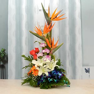 Astonishing Basket of Colourful Flowers