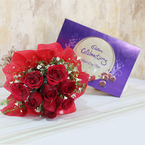 Bouquet of Red Roses with Celebrations Pack