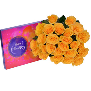 Bunch of Yellow Roses with Celebrations 
