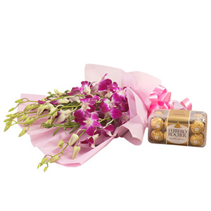 Charming Purple Orchids with Ferrero Rocher