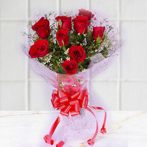 Charming Red Rose Flower Bunch