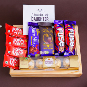 Chocolates N Message Card For Daughters Day in kodagu