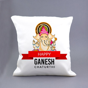 Colorful Happy Ganesh Chaturthi Cushion