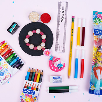Colorful Kids Rakhi with Stationery Items 
