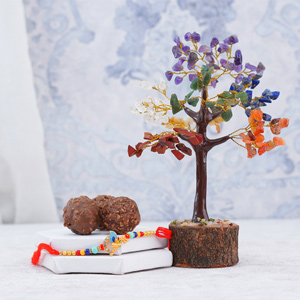 Combo of Designer Rakhi with Feng Shui Tree N Chocolates
