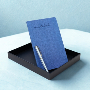 Corporate Blue Notebook and Metal Pen Gift