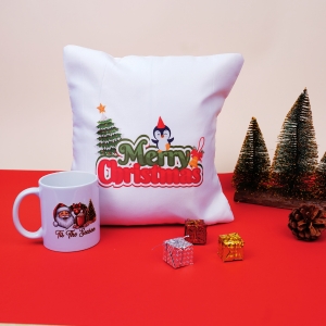Customized Christmas Coffee Mug And Cushion Set