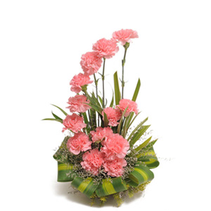 Decorative Pink Carnations Basket