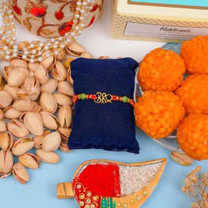 Designer Bro Rakhi with Sweets N Pista Gift Pack