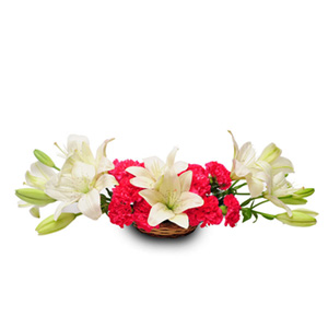 Designer Lily N Carnation Flowers Basket