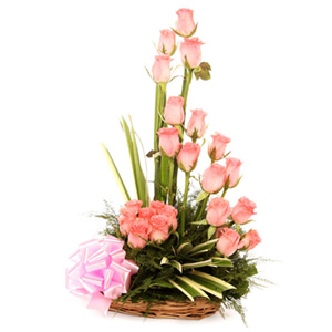 Designer Pink Roses Basket