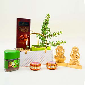 Divine Diwali Gift Set with Laxmi Ganesh Idols
