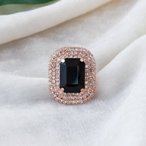 Elegant Black Stone Cut Ring  - Order Rings Online