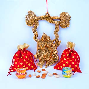 Elegant Radha Krishna Wall Hanging With Dry Fruits