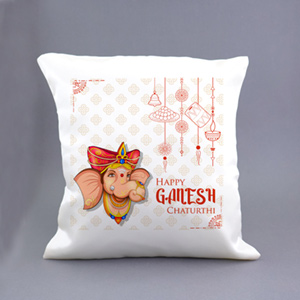 Enchanting Happy Ganesh Chaturthi Cushion