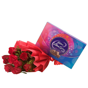 Enchanting Roses Bunch with Celebrations Box