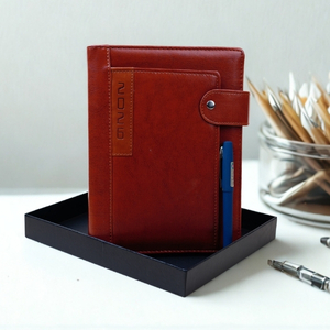 Executive Brown Diary with Blue Pen for Office Gift in koderma