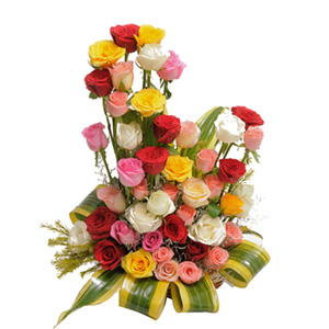 Fragrant Basket of Mixed Roses