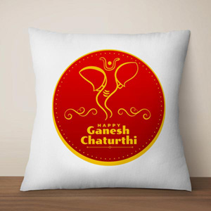 Ganesh Chaturthi Cushion with Printed Wish