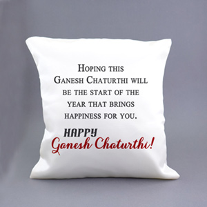  Happy Ganesh Chaturthi Quote Printed Cushion