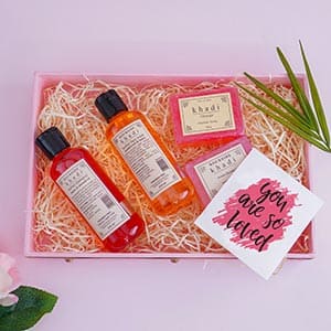 Khadi Shampoo N Face Wash Combo in Designer Tray - Cosmetics and Spa Hampers