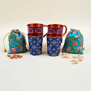 Luxurious Copper Drinkware and Nuts Hamper