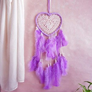 Mauve Heart Shaped Dream Catcher