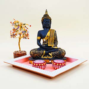 Meditating Lord Buddha and Spiritual Wish Tree Hamper