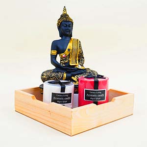 Meditating Lord Buddha with Aromatic Candles Gift Hamper