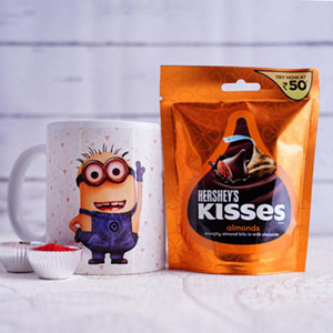 Minion Mug with Kisses Almond Chocolates : Handmade & Fine Chocolates