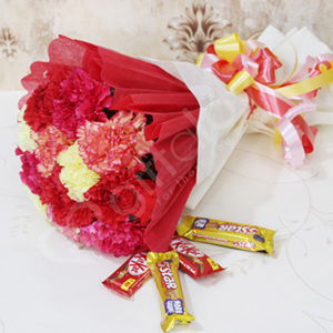 Mixed Carnations with KitKat N Fivestar 