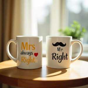 Mr Right and Mrs Always Right Ceramic Mug Set