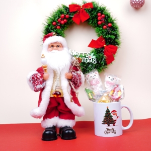 Musical Santa Claus With Printed Mug And Candies : Christmas Best Sellers