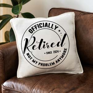 Officially Retired Message Cushion