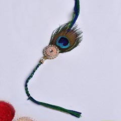 Peacock Feather Pearl Rakhi