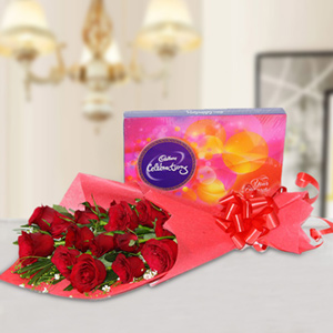 Ravishing Red Roses with Celebrations Box