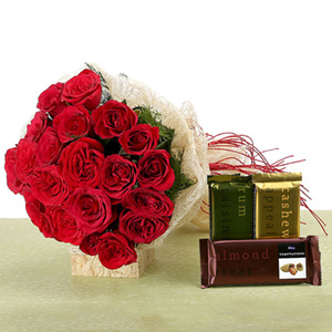 Red Roses Bunch with Cadbury Temptations