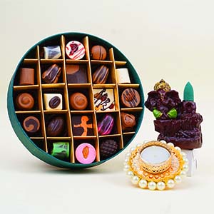 Sweet Festive Gift Combo with Lord Ganesha Smoke Fountain - Gifts for Off Sites