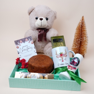 Teddy Bear Gift with Mug Candle Chocolates & Tree